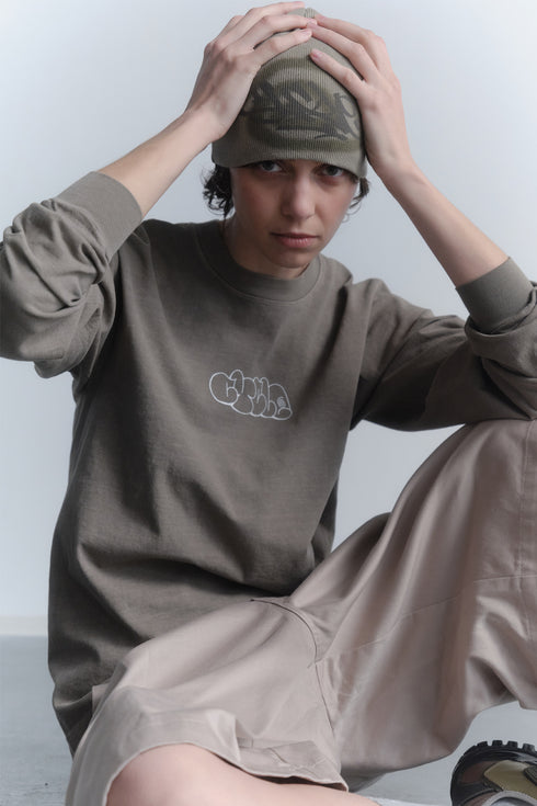 nyke × Cycle SPIRAL TAG BEANIE -KHAKI-